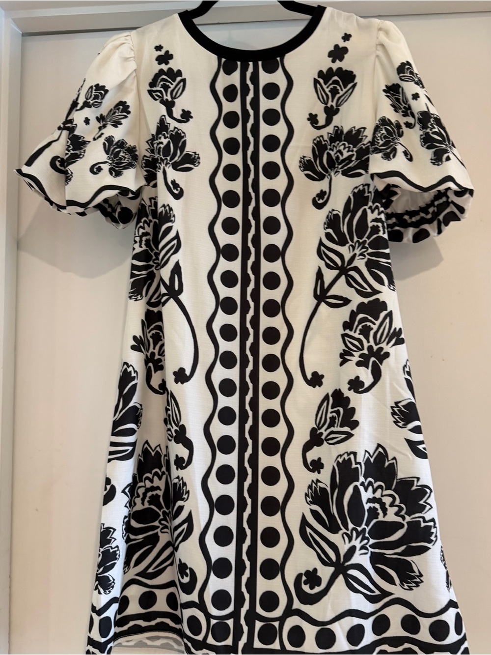 SHEIN Black and White Floral A-Line Dress